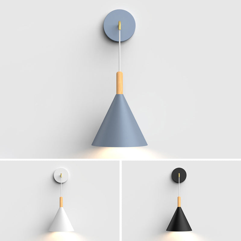 Macaron Style Wall Lamp Metal 1 Light Sconce Light for Bedroom