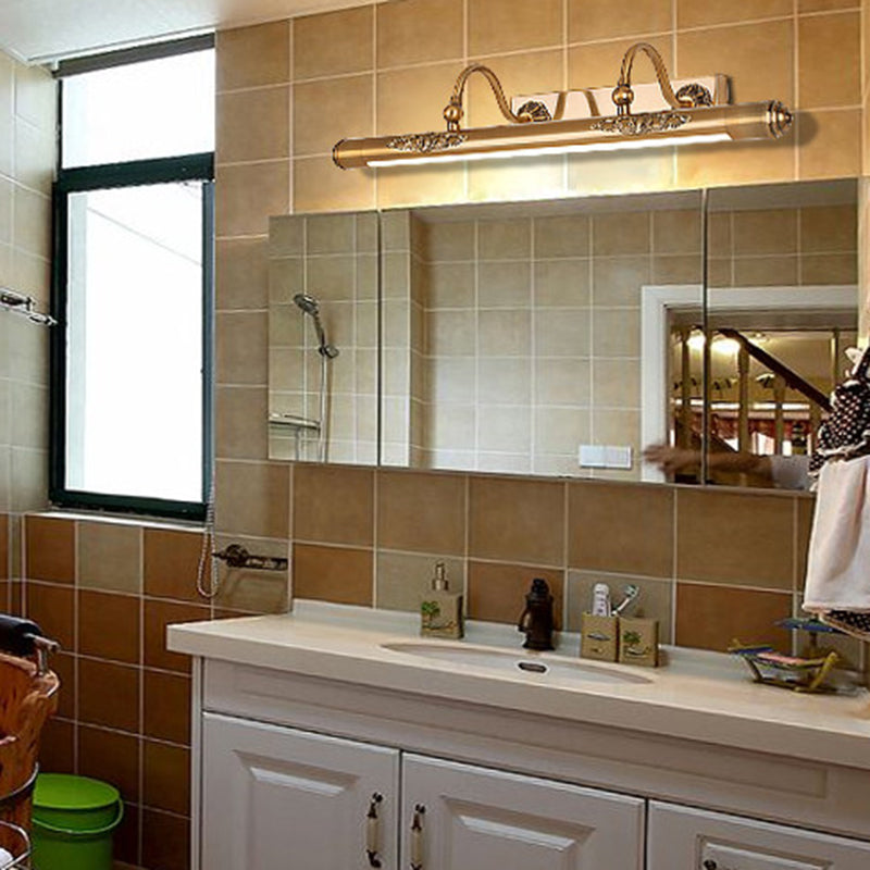 Gold LED Vanity Light Modern Simple Mirror Front Light with Acrylic Shade for Bathroom