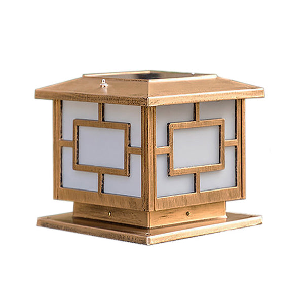 Contemporary Pillar Lamp Minimalist Solar Lamp with Acrylic Shade for Backyard