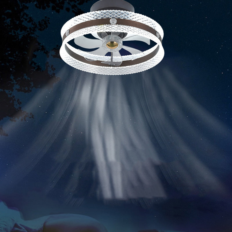 7-Blade LED Ceiling Fan Modern Metallic Black Fan with Light for Home