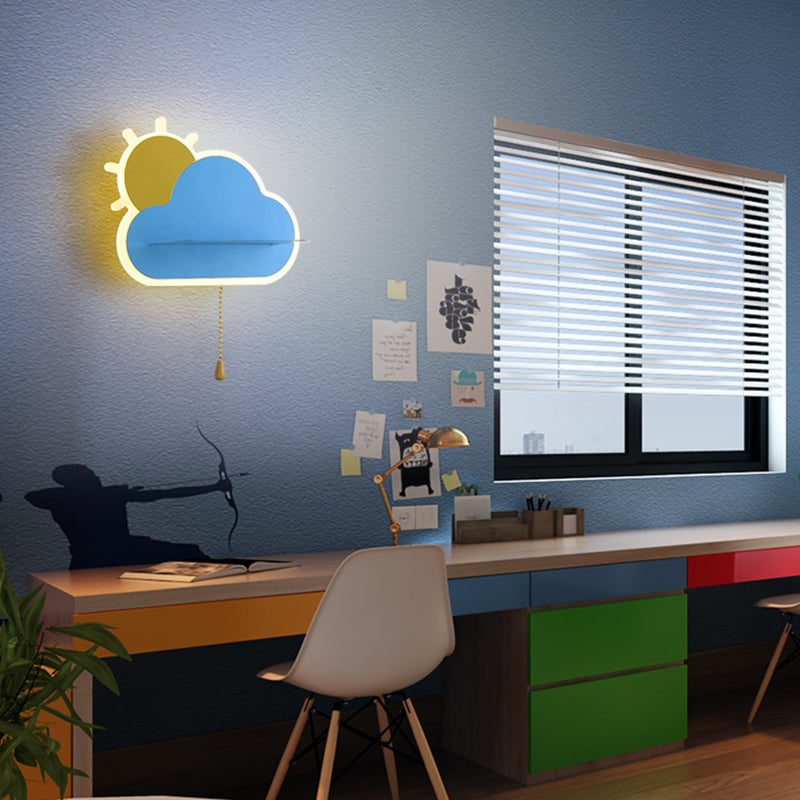 Cartoon Style Iron Wall Light LED Cloud Shape Wall Lamp for Children's Room