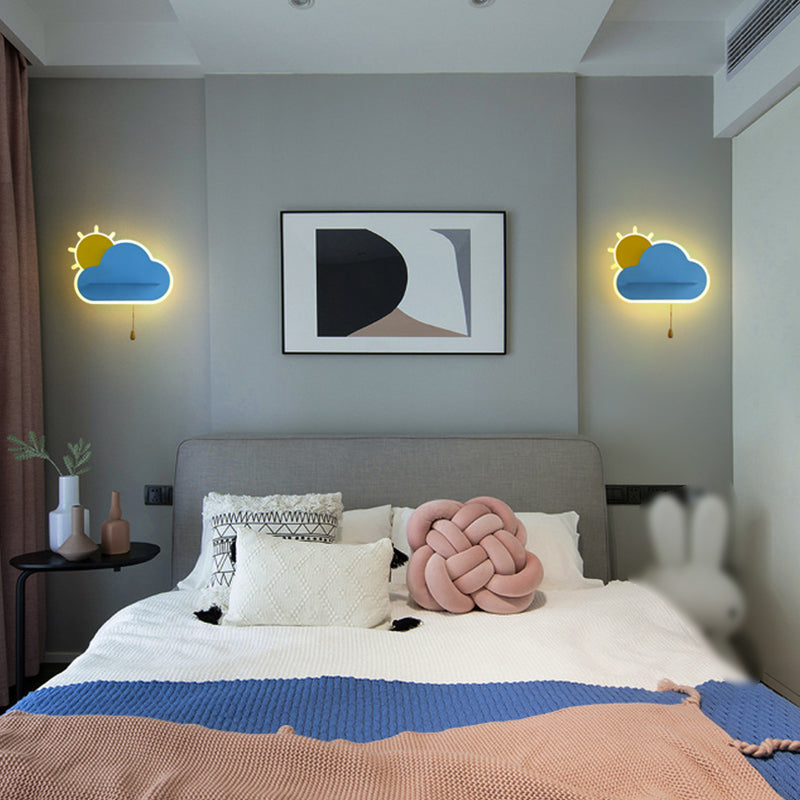 Cartoon Style Iron Wall Light LED Cloud Shape Wall Lamp for Children's Room