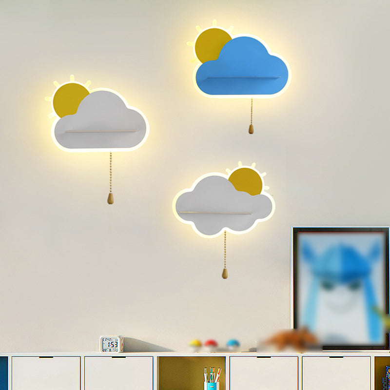 Cartoon Style Iron Wall Light LED Cloud Shape Wall Lamp for Children's Room