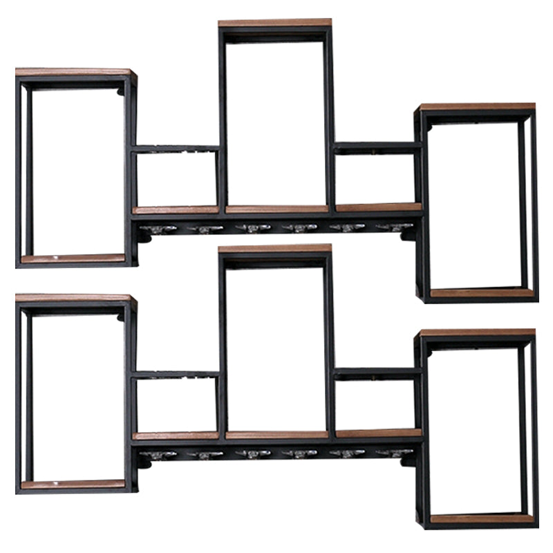 Industrial Metal Wine Holder Rack Wall Mounted Wine Jail with Shelf