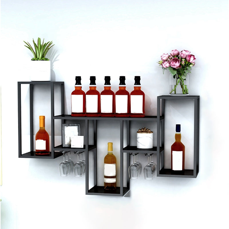 Industrial Metal Wine Holder Rack Wall Mounted Wine Jail with Shelf