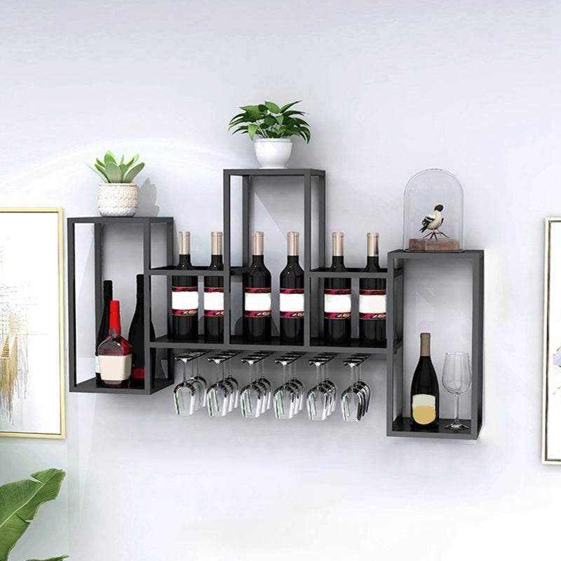 Industrial Metal Wine Holder Rack Wall Mounted Wine Jail with Shelf
