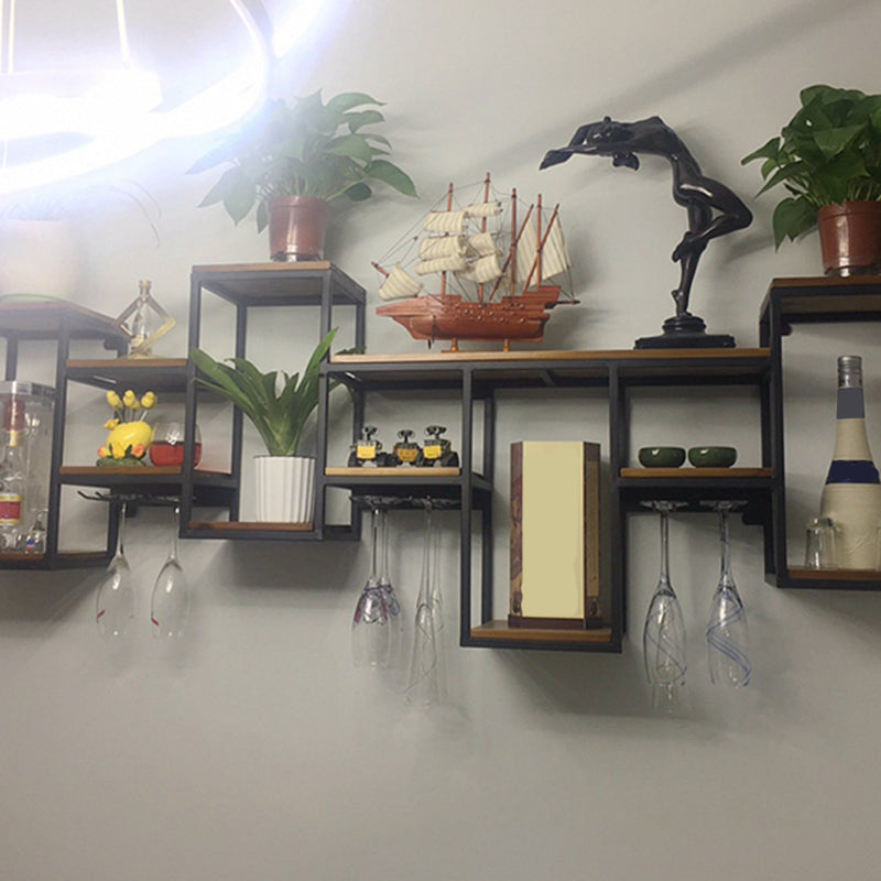 Industrial Metal Wine Holder Rack Wall Mounted Wine Jail with Shelf