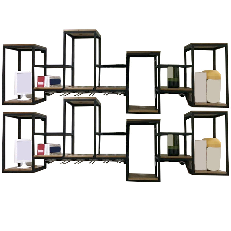 Industrial Metal Wine Holder Rack Wall Mounted Wine Jail with Shelf