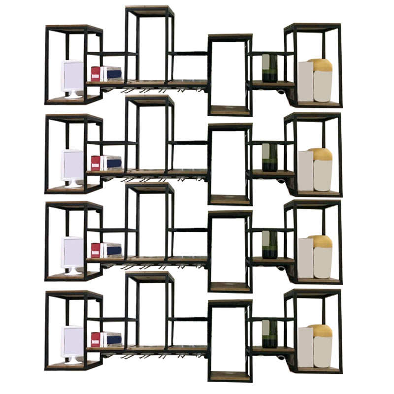 Industrial Metal Wine Holder Rack Wall Mounted Wine Jail with Shelf
