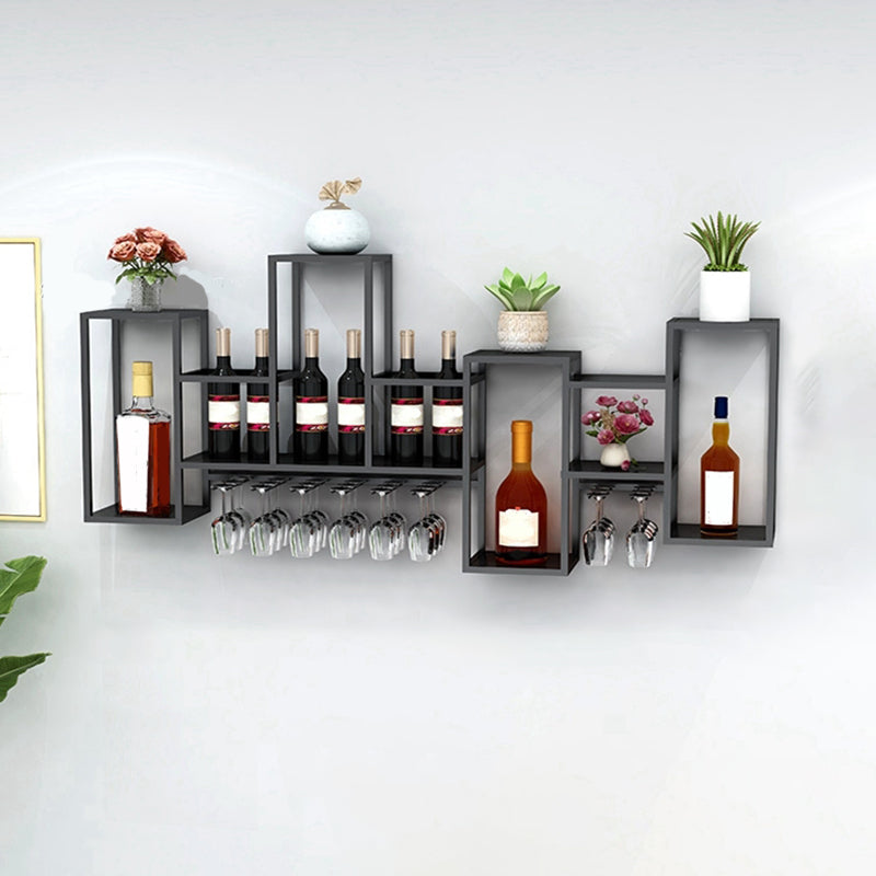 Industrial Metal Wine Holder Rack Wall Mounted Wine Jail with Shelf