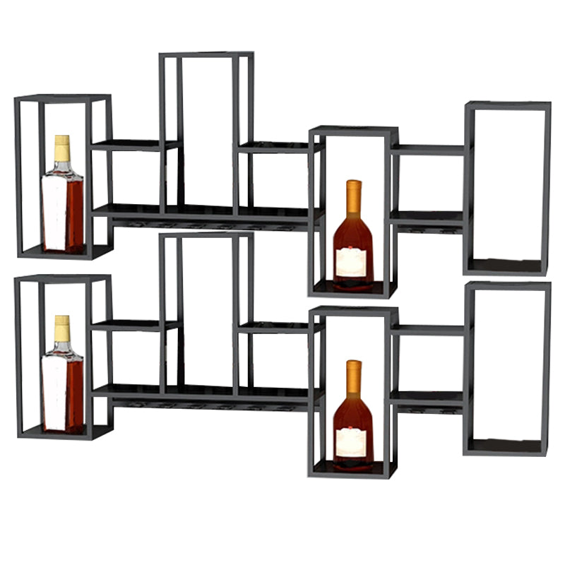Industrial Metal Wine Holder Rack Wall Mounted Wine Jail with Shelf
