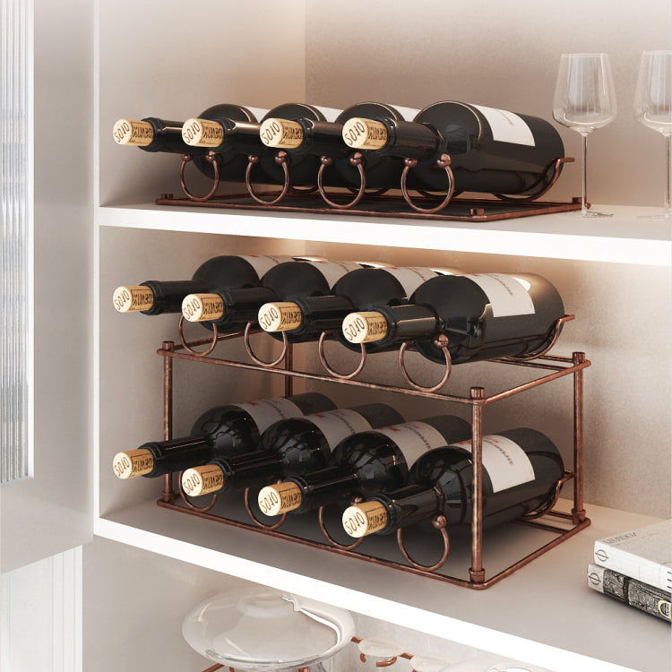 Modern Tabletop Wine Bottle Holder Metal Bottle Wine Rack with Wine Storage