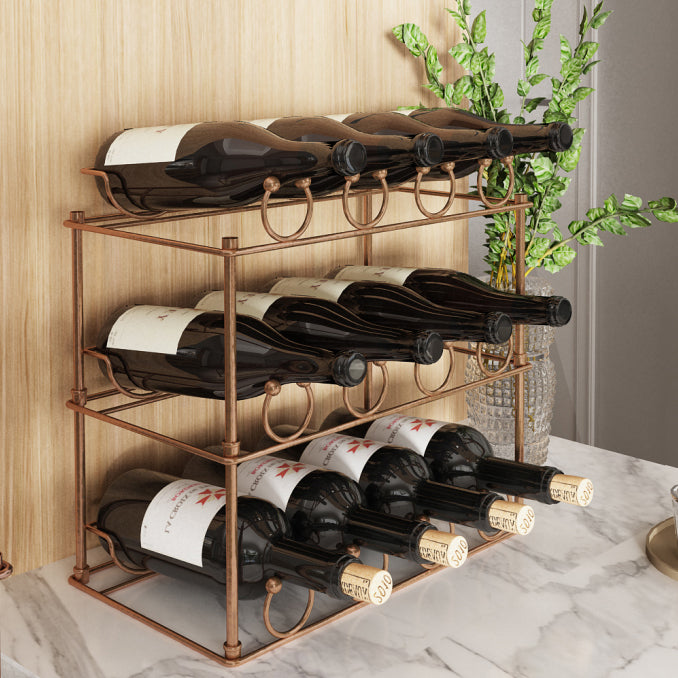Modern Tabletop Wine Bottle Holder Metal Bottle Wine Rack with Wine Storage