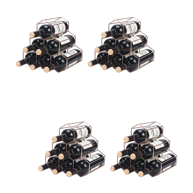 Modern Tabletop Wine Bottle Holder Metal Bottle Wine Rack with Wine Storage