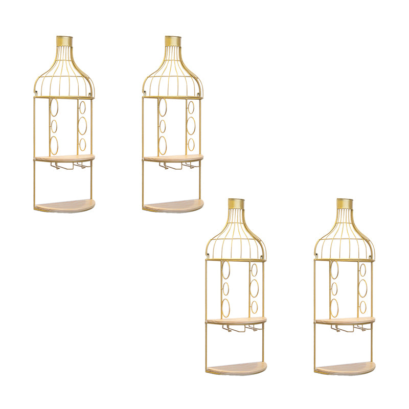 Glam Wall Mounted Wine Rack Bottle Metal Bottle Holder in Gold