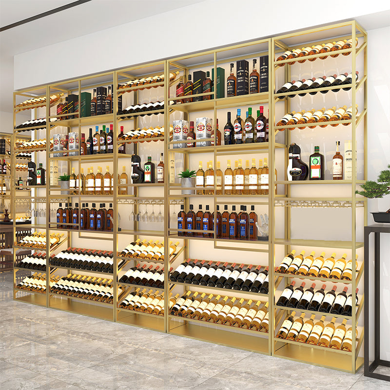 Freestanding Wine Bottle & Glass Rack Contemporary Metal Wine Rack Kit