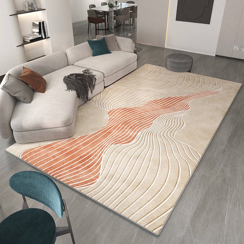 Beige Modern Carpet Polyester Color Lump Area Carpet Washable Carpet for Drawing Room
