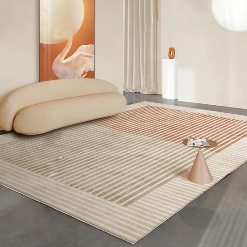Beige Modern Carpet Polyester Color Lump Area Carpet Washable Carpet for Drawing Room