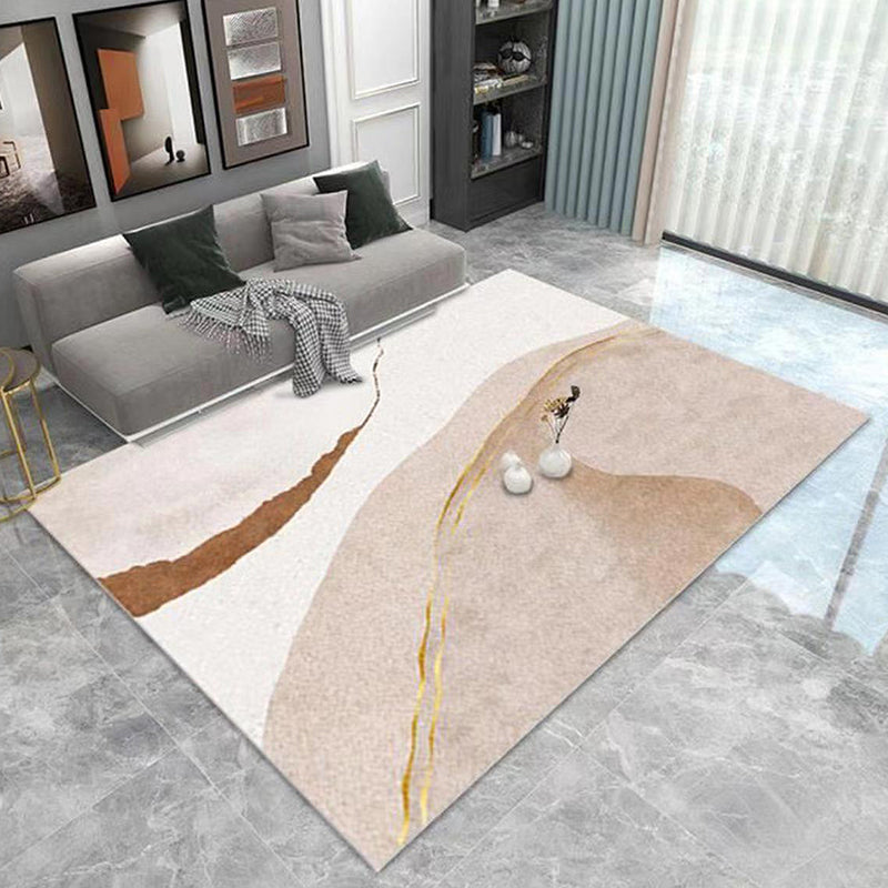 Light Brown Graphic Rug Polyester Modern Rug Washable Rug for Drawing Room
