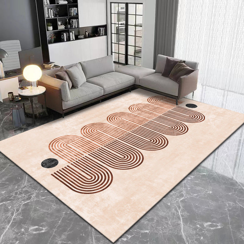 Orange Modern Carpet Polyester Piece Carpet Stain Resistant Carpet for Drawing Room