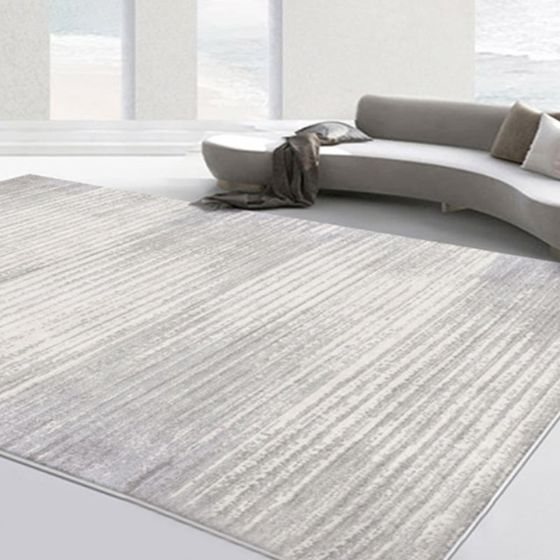 Light Grey Modern Carpet Polyester Line Carpet Washable Carpet for Living Room