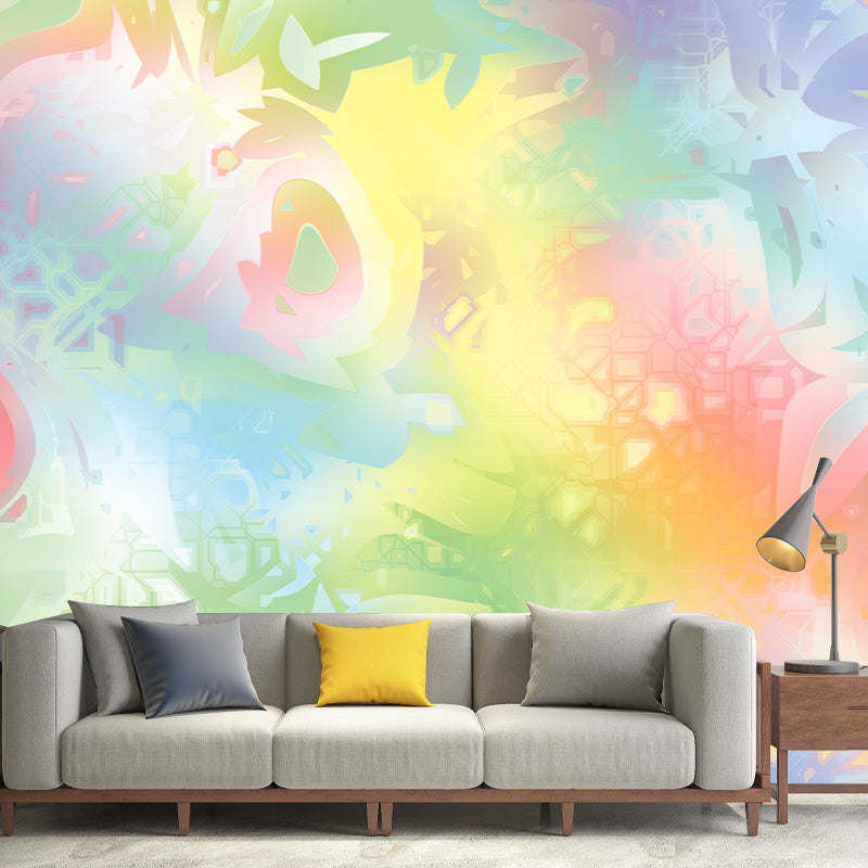 Color Art Resistant Mural Wallpaper Environment Friendly Sleeping Room Wall Mural