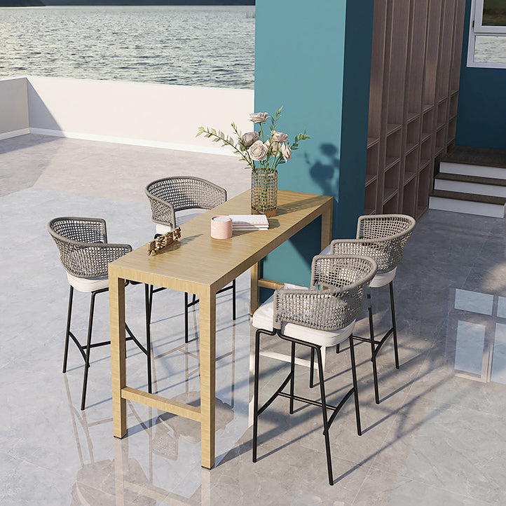 Modern Solid Wood Bar Table Set 1/3/5 Pieces Bistro Table Set for Outdoor