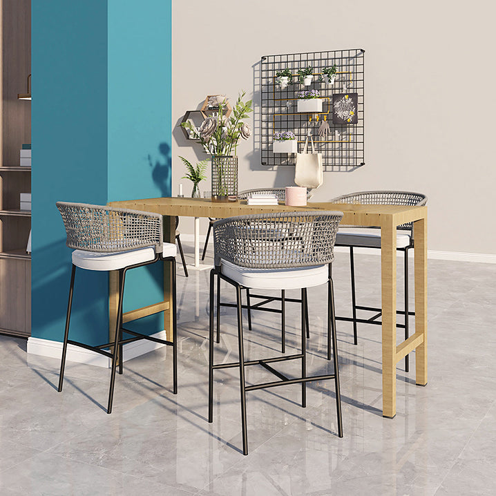 Modern Solid Wood Bar Table Set 1/3/5 Pieces Bistro Table Set for Outdoor