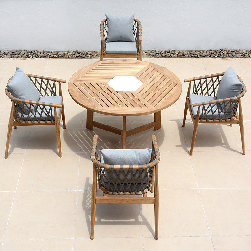 Bohemian Style Dining Set 1/4/5 Pieces Wood Dining Table Set for Patio