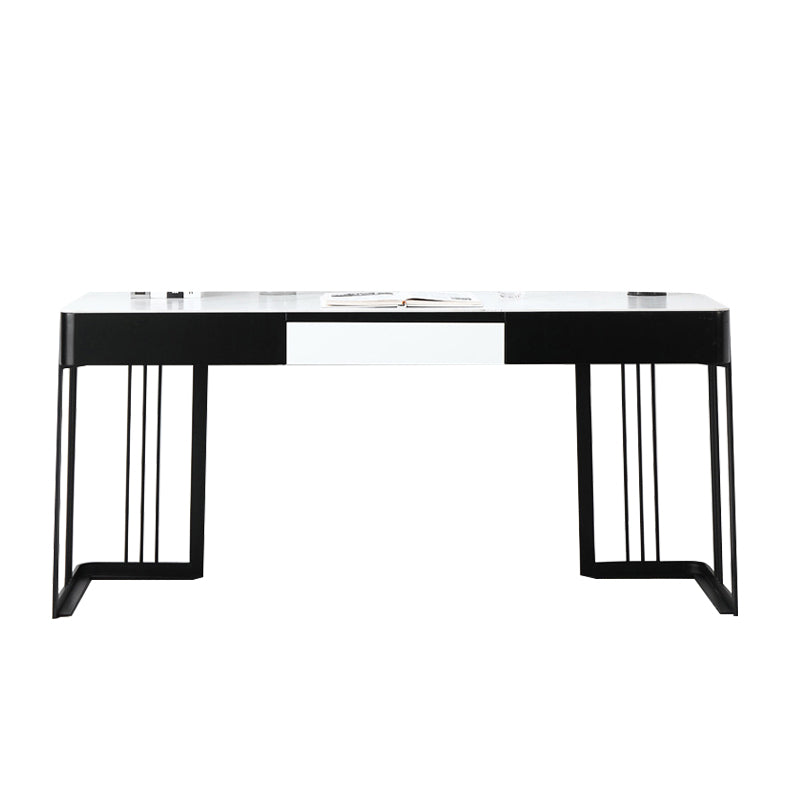 Industrial Office Desk Rectangular Secretary Desk with Metal Legs