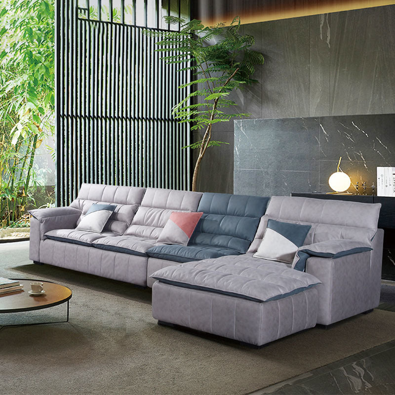 Scandinavian Gray 3/4-seat Sectional Pillow Top Arm Sectional Sofa