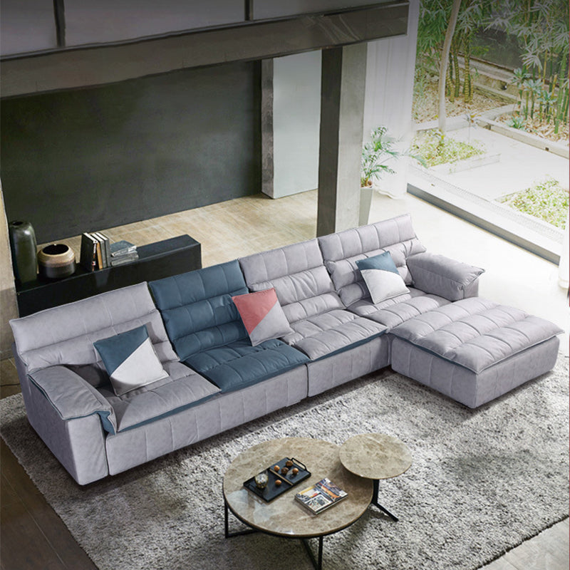 Scandinavian Gray 3/4-seat Sectional Pillow Top Arm Sectional Sofa