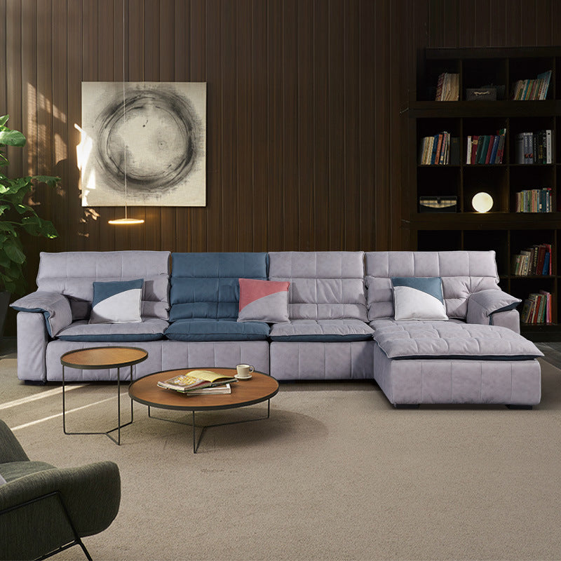Scandinavian Gray 3/4-seat Sectional Pillow Top Arm Sectional Sofa