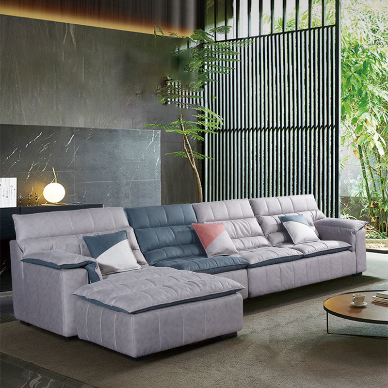 Scandinavian Gray 3/4-seat Sectional Pillow Top Arm Sectional Sofa