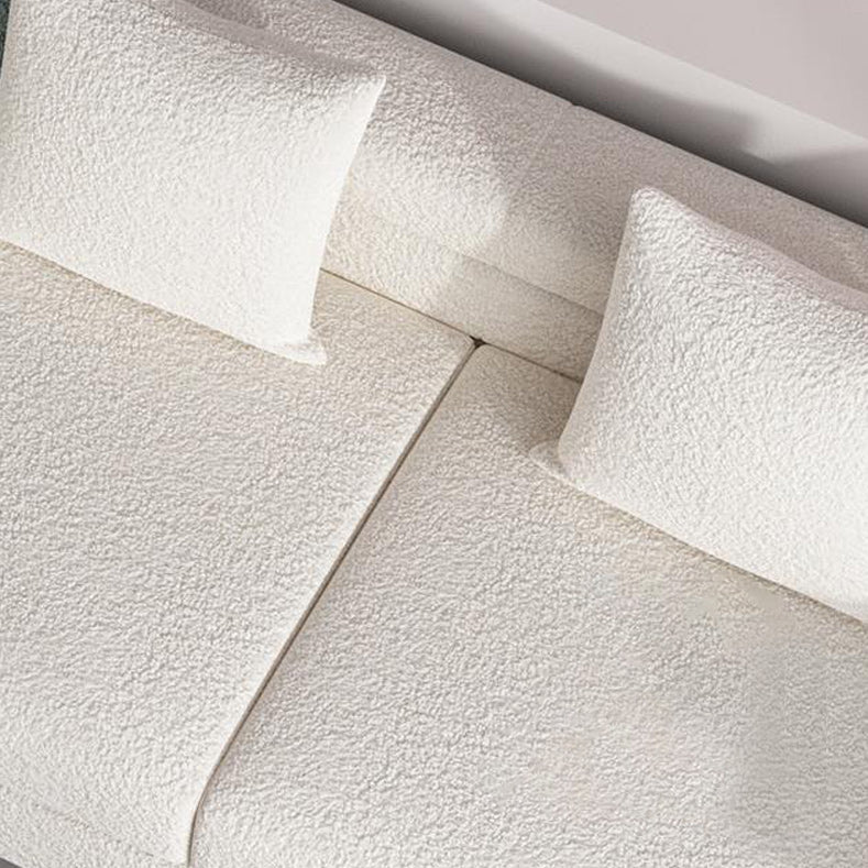 Modern White Wool Sofa with Tuxedo Arm and Tight Back for Apartment