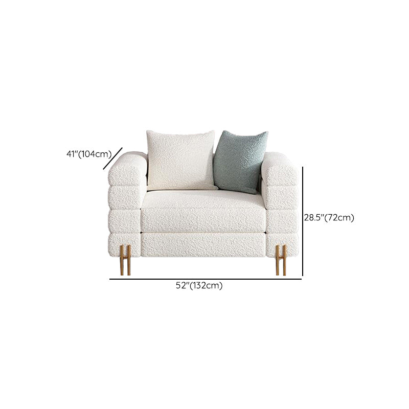 Modern White Wool Sofa with Tuxedo Arm and Tight Back for Apartment
