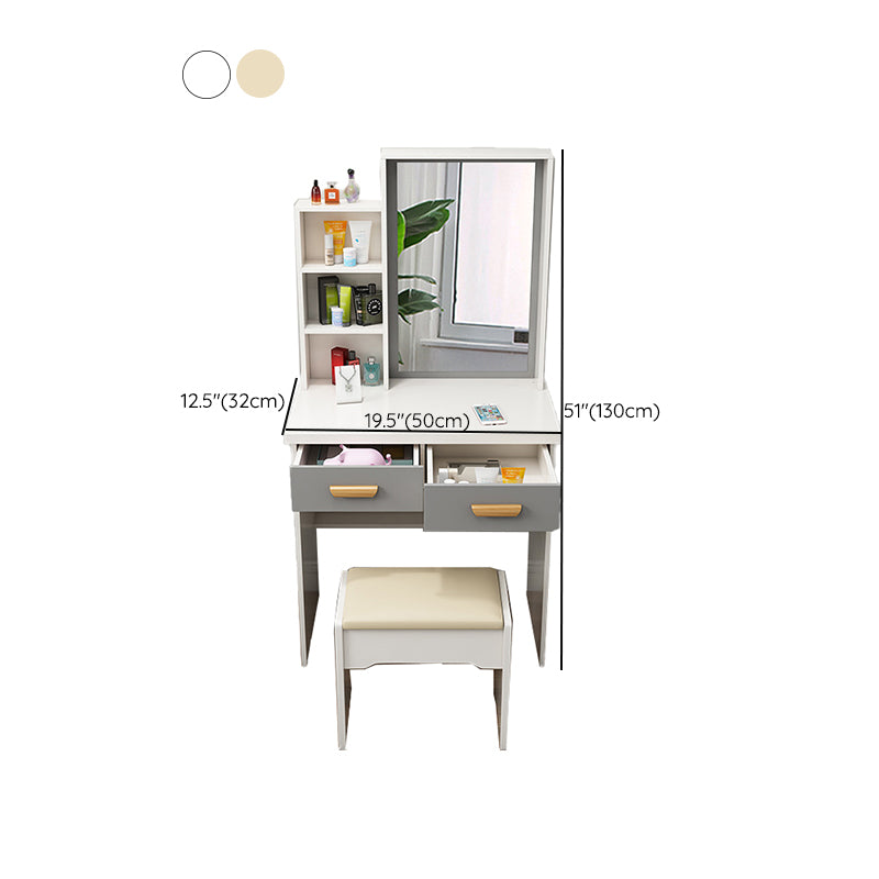 Wooden Vanity Table with 1 Storage Drawer Makeup Table with Mirror