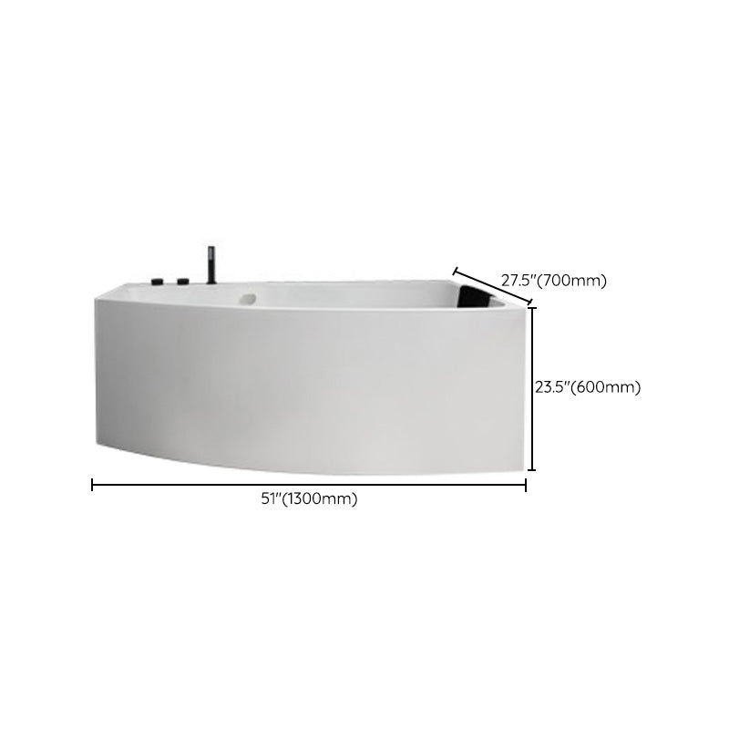 Modern Corner White Bathtub Back to Wall with Drain Bath Tub