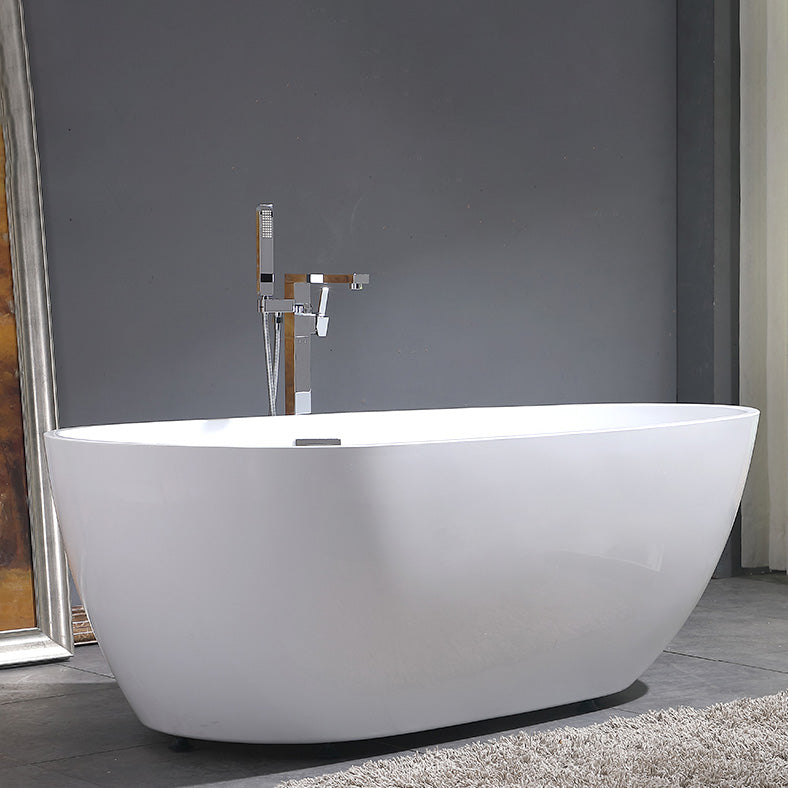Freestanding Soaking Bathtub White Center Drain Acrylic Bath Tub