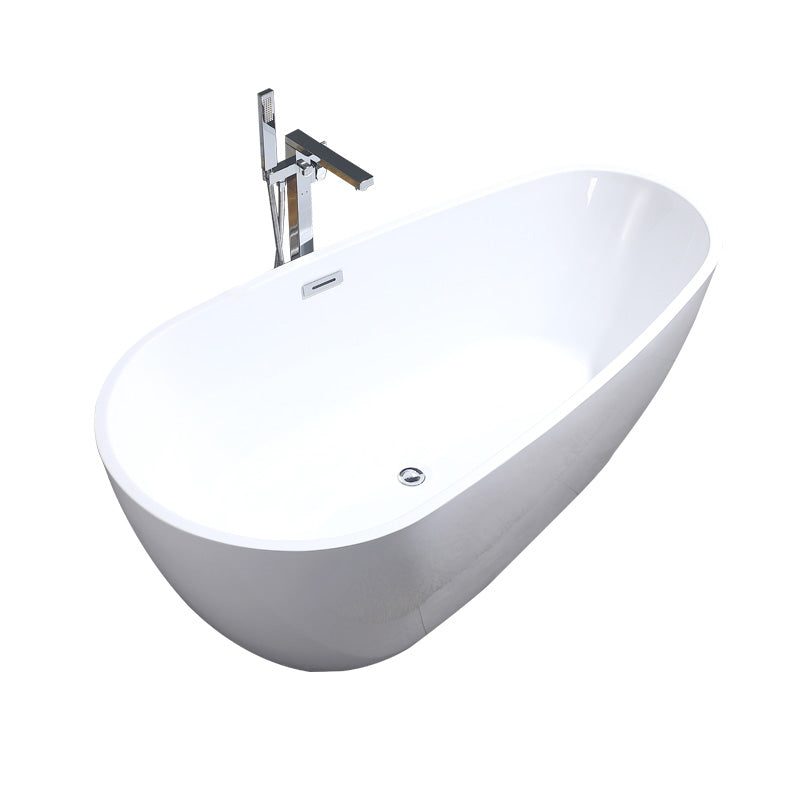 Freestanding Soaking Bathtub White Center Drain Acrylic Bath Tub