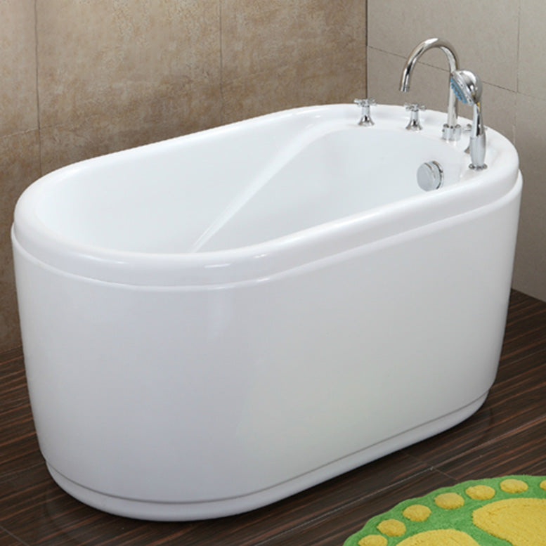 Stand Alone Acrylic Bathtub Modern Oval Left-Hand Drain Bath Tub