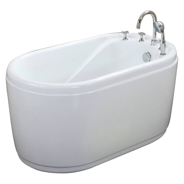 Stand Alone Acrylic Bathtub Modern Oval Left-Hand Drain Bath Tub