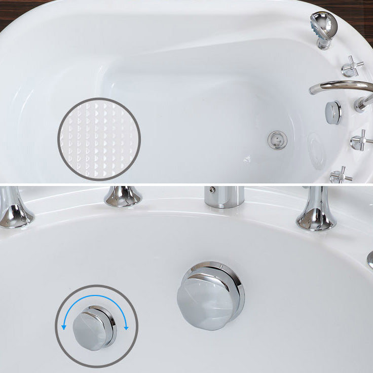 Stand Alone Acrylic Bathtub Modern Oval Left-Hand Drain Bath Tub