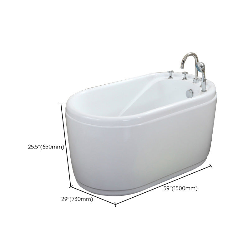 Stand Alone Acrylic Bathtub Modern Oval Left-Hand Drain Bath Tub