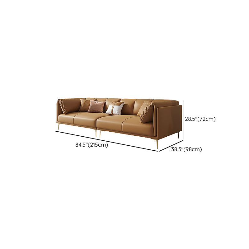 Modern Leather Pillow Top Arm Sofa Cushions Standard Sofa in Oragne