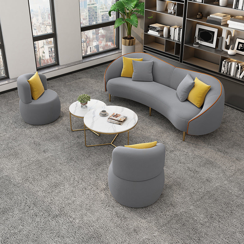 Contemporary White/Grey Sofa with Tight Back Curved Sofa for Apartment