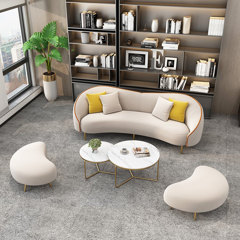 Contemporary White/Grey Sofa with Tight Back Curved Sofa for Apartment