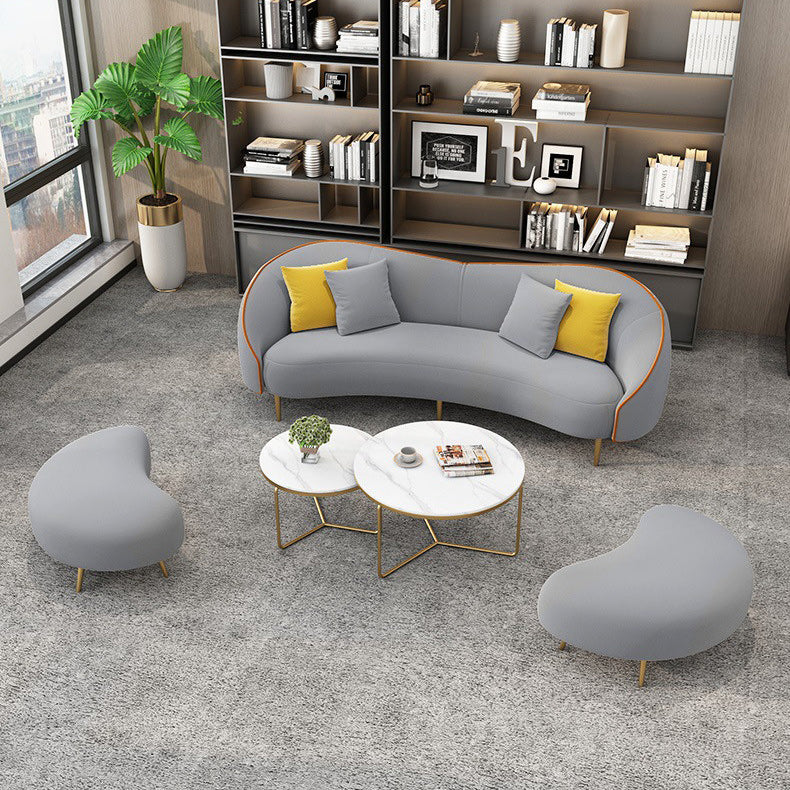 Contemporary White/Grey Sofa with Tight Back Curved Sofa for Apartment