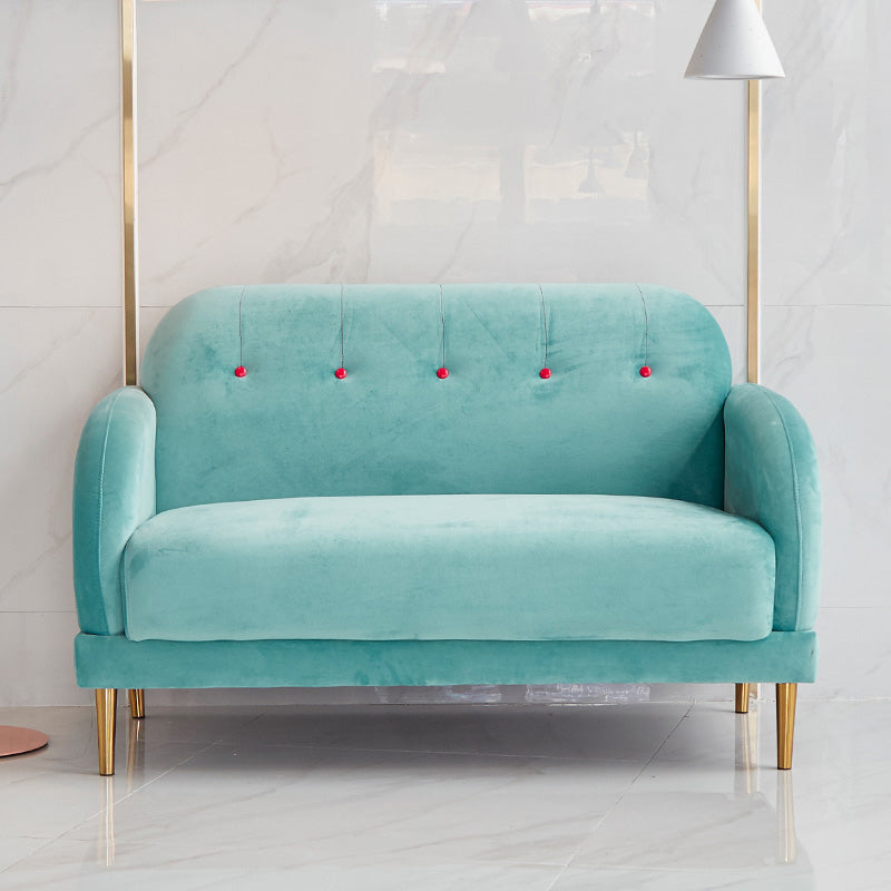 Contemporary 34.25" H Solid Color Velvet Square Arm Sofa for Living Room