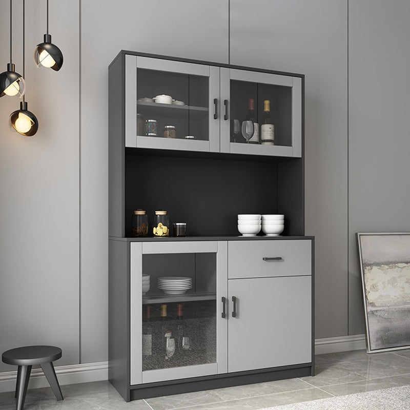 Contemporary Dining Hutch Faux Wood Hutch Buffet for Dining Room